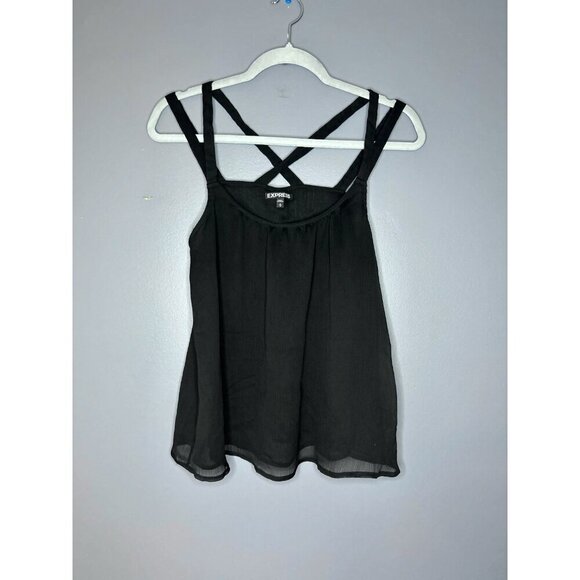 Express Lightweight Blouse Tank Top Sheer Women's Size M Black Whimsigoth Witchy - Picture 10 of 13